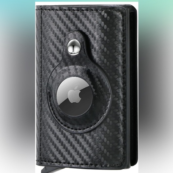 Wallet with AirTag Holder: Carbon Fiber Bifold RFID Blocking Credit Card Wallet - Picture 1 of 9